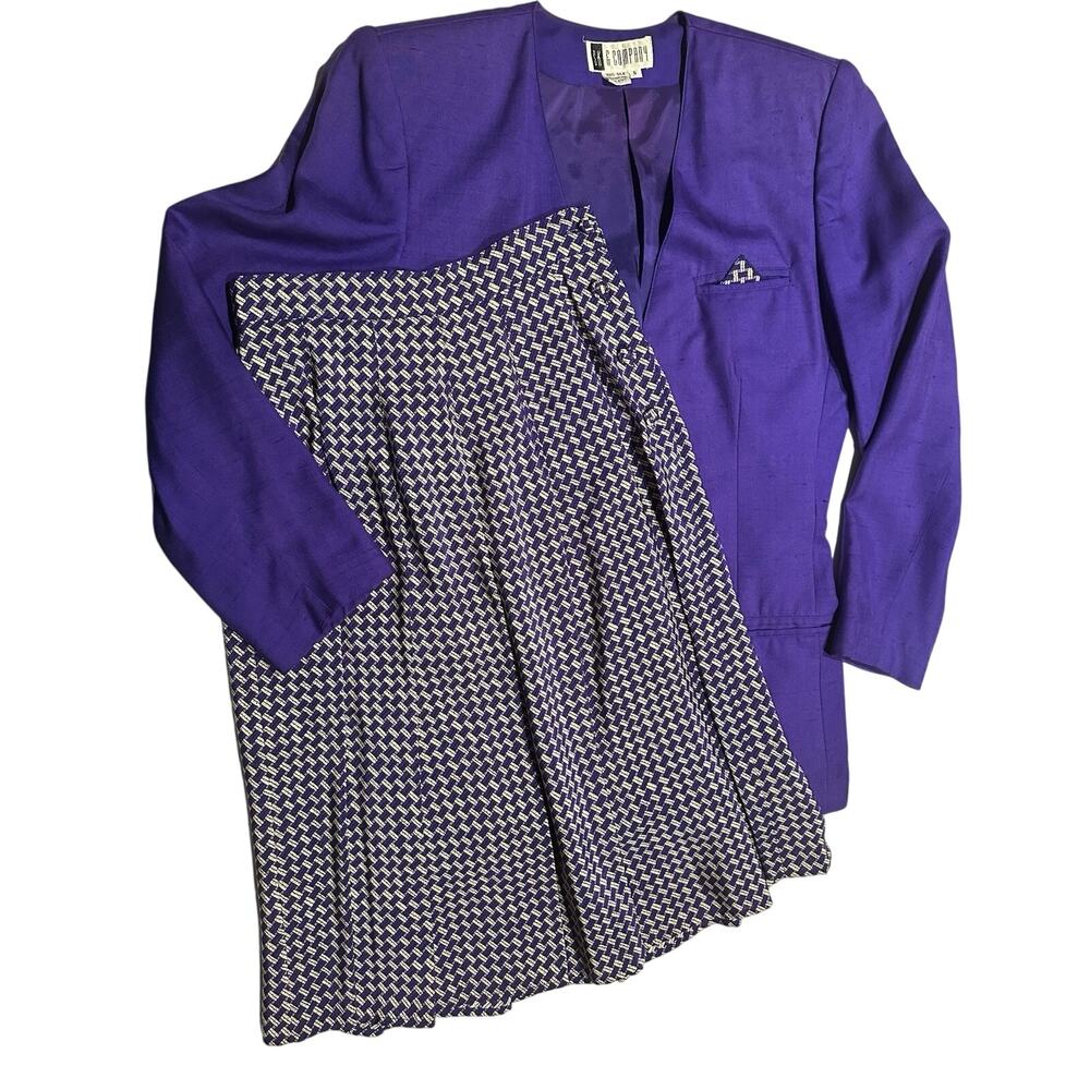SK & Company Womens Vtg Skirt Suit Sz 6 purple 80s 90s Easter Wedding Church